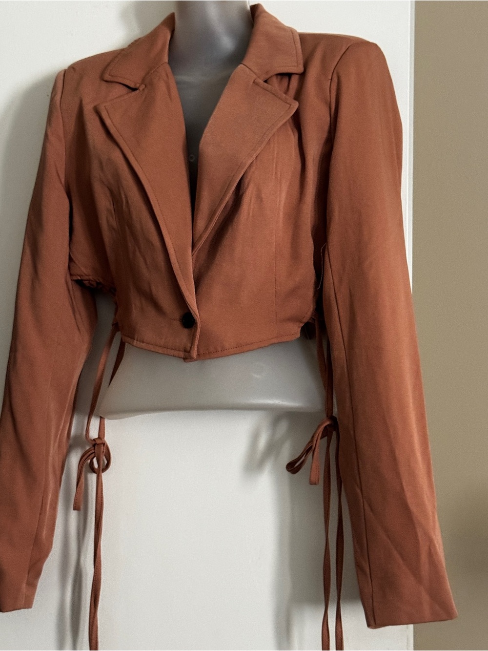 Fashion nova light Brown Lace-Up Detail Top